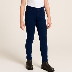 TuffRider Kids Ribbed Knee Patch Breeches – Navy – Size 24 (Girls) Horseback